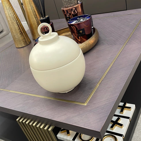 Ivory Matte Black Dome Jar