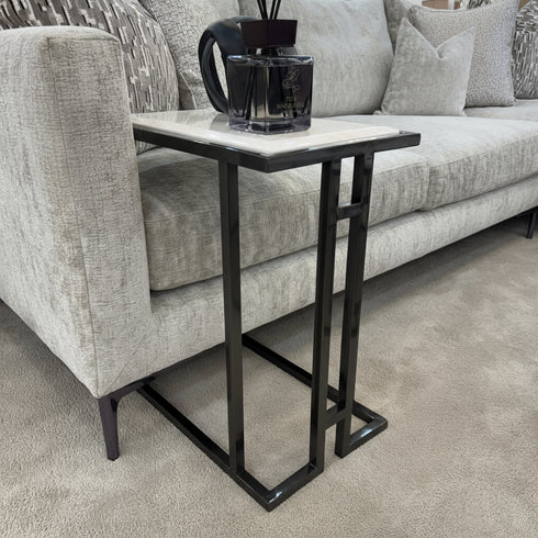 Mila Sofa Table - Gunmetal Black & White Marble