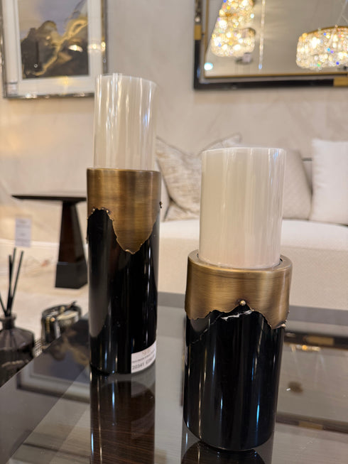Sara Marble & Brass Vase Set