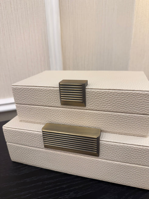 Cream Leather Dimple Box Set