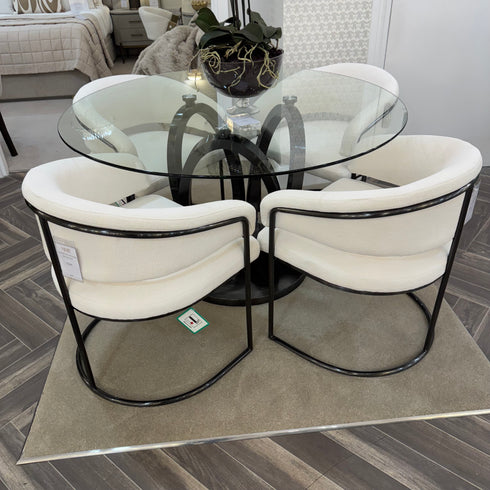 Zara 4 Seater Gunmetal Black and Clear Glass Dining Table