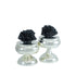 Silver and Black Coral Urn Set of 2