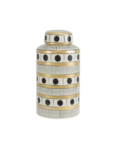 White & Black Polka Dot Cylinder Jars Set of 3