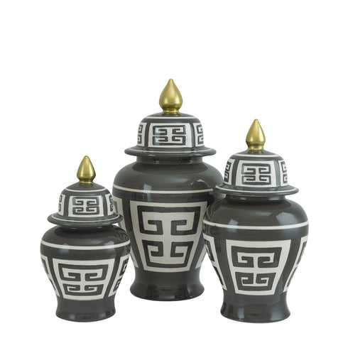 Grey & White Square Design Jar Set Of 3