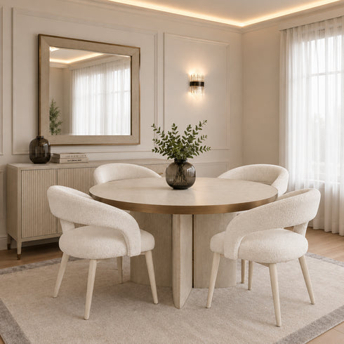 Floren Round 4-5 Seater Dining Table - Antique White