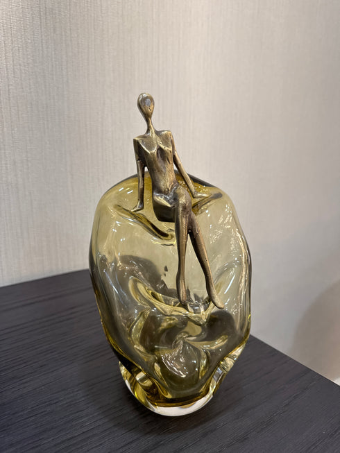 Lucia Smoked Glass & Brass Ornament