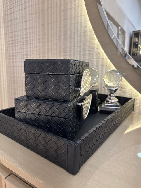 Wicker Pattern Tray - Black