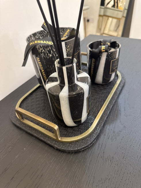Black Leather Serving Tray