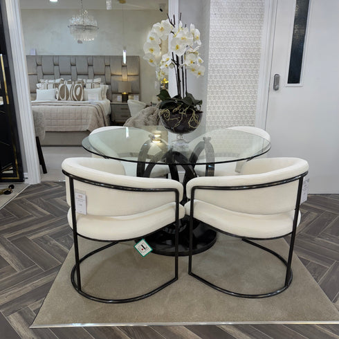 Zara 4 Seater Gunmetal Black and Clear Glass Dining Table