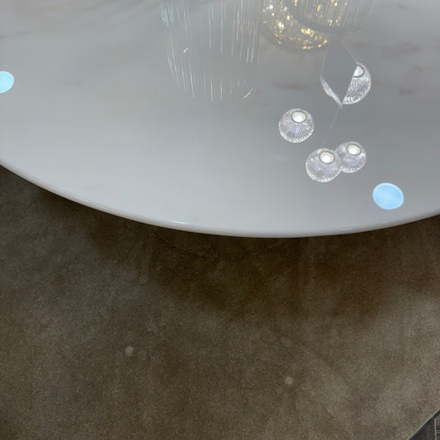 Zara 4 Seater Stainless Steel and White Marble Dining Table