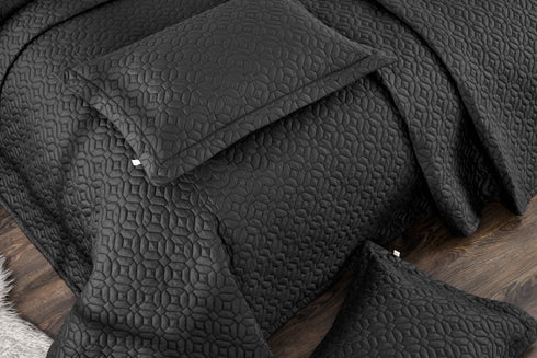 Felice Black Bedspread 3 Piece Set