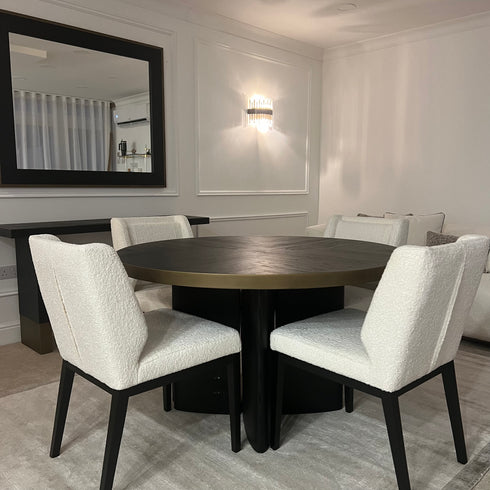 Floren Round 4-5 Seater Dining Table - Oak Black