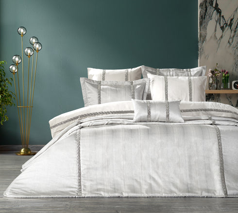 Grazia Silver Duvet & Bedspread 7 Piece Set