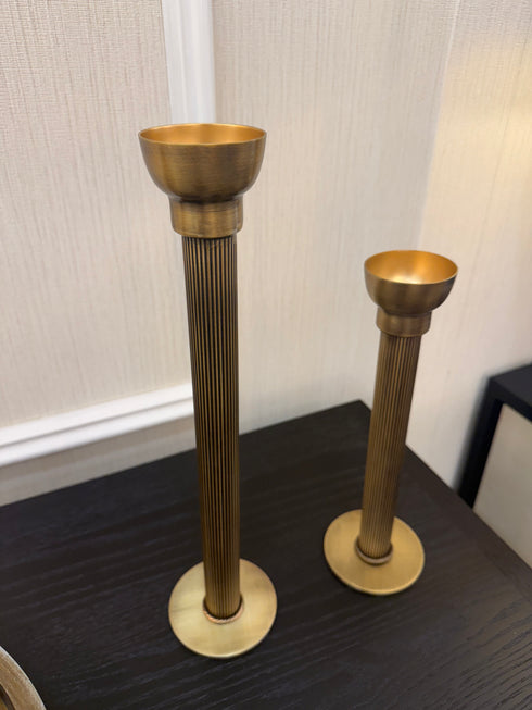 Dome Brass Candle Holder Set Of 2