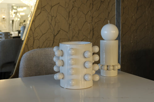 White Ceramin Bobble Vase
