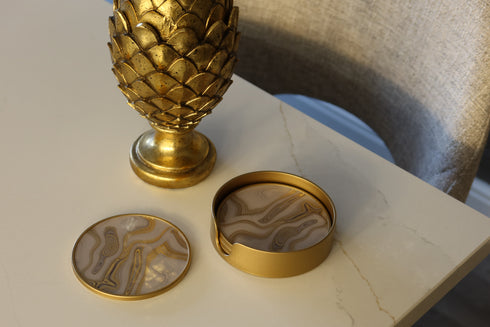 Gold Swirl Coasters - Set of 4