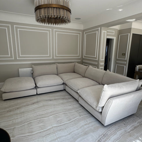 Oscar Pebble 4 Piece Corner Sofa & Stool