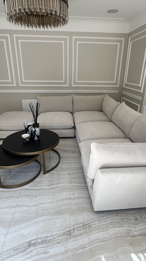 Oscar Pebble 4 Piece Corner Sofa & Stool