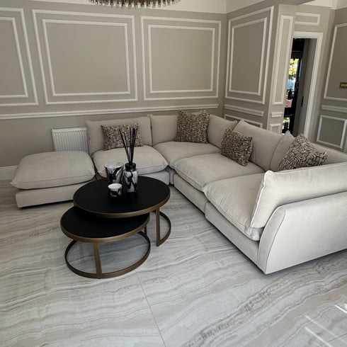 Oscar Pebble 4 Piece Corner Sofa & Stool