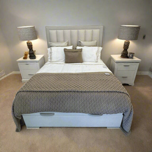 Aventius Cream Panel Bed