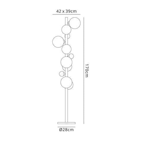 Rome Floor Lamp 8 Light With White Marble Base