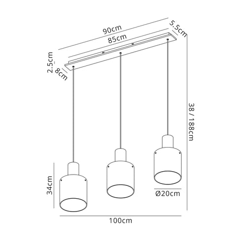 Brooks Linear Pendant 3 Light