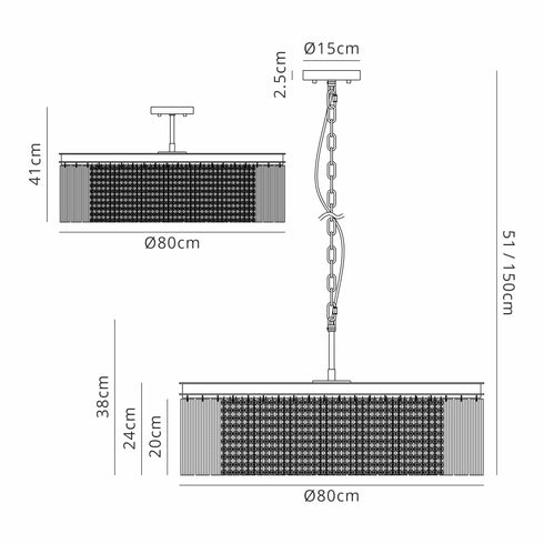 Burnaby Round Pendant/Semi Flush 10 Light Brown Oxide Large