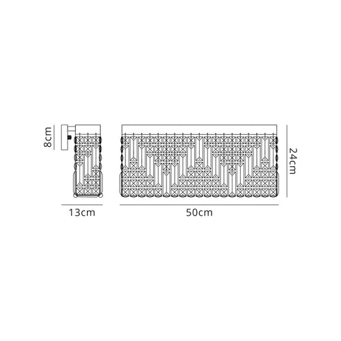 Zula Rectangular 3 Light Large Wall Lamp