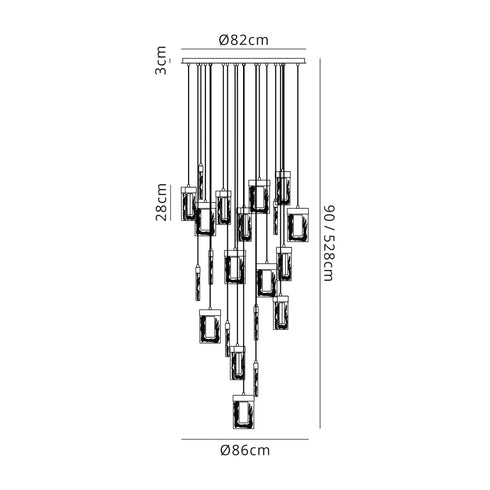 Edison Pendant 21 Light Polished Chrome 5m