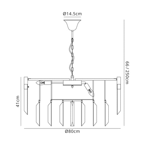 Kuna Nickel/Clear Pendant Round 12 Light 80cm