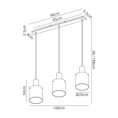Brooks Linear Pendant 3 Light