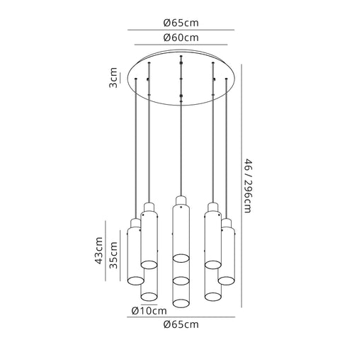 Brooks Slim Round Pendant 9 Light