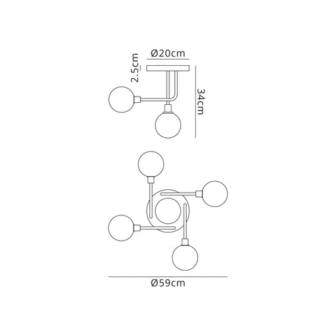 Delian Flush Ceiling 5 Light