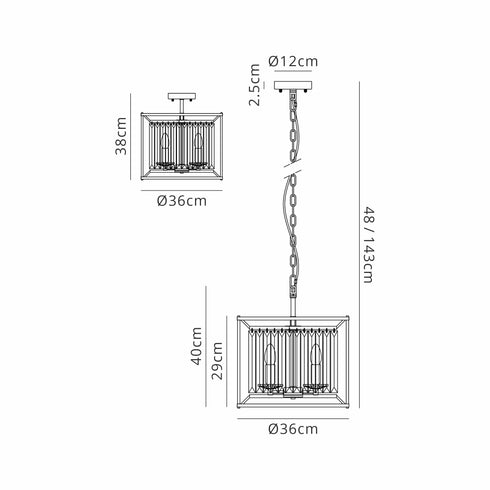 Mano Pendant / Semi Ceiling Convertible 3 Light