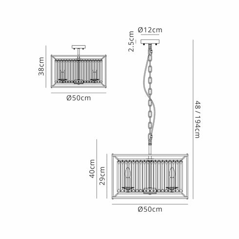 Mano Pendant / Semi Ceiling Convertible 6 Light