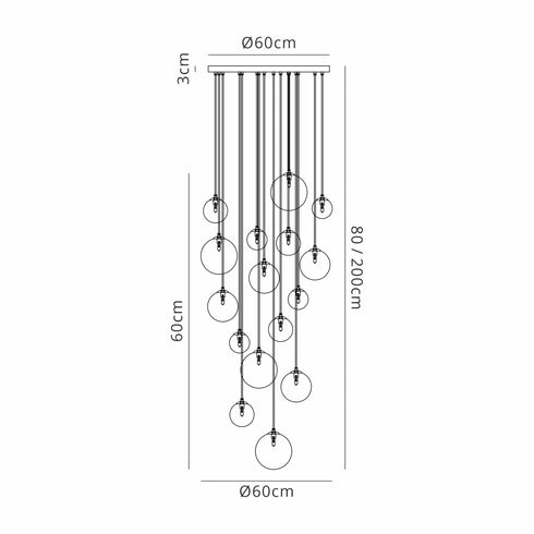 Saga Pendant 16 Light Gold/Chrome Plated Glass