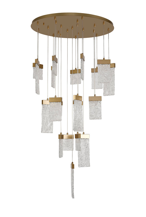 Bremen Pendant Round 21 Light Painted Brushed Gold 5m