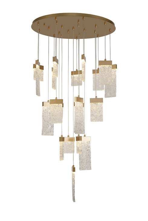 Bremen Pendant Round 21 Light Painted Brushed Gold 5m