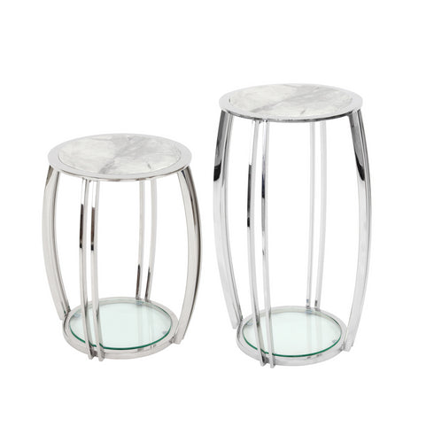 Scarlett Grey Marble Side Table