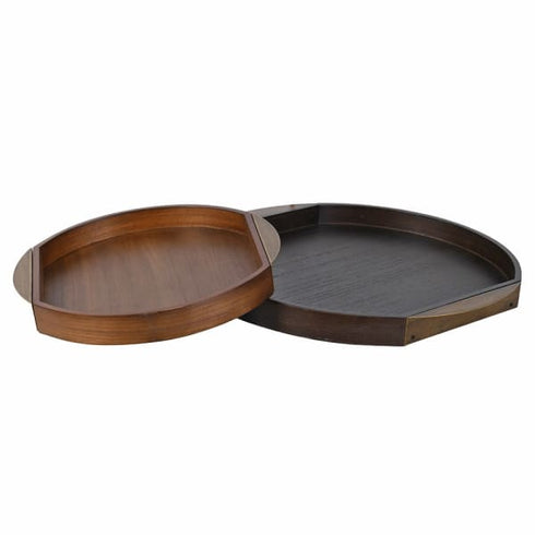 Two Tone Black & Brown Trays Set of 2