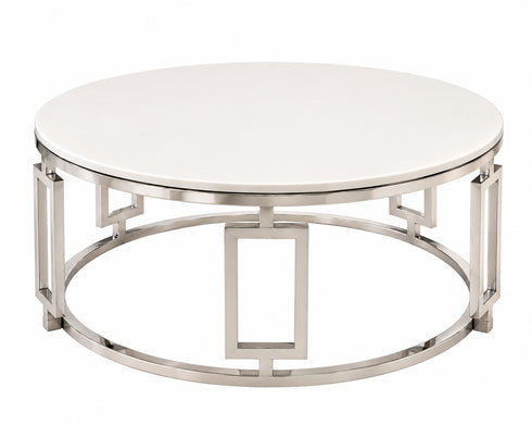 PRE-ORDER Ovada Coffee Table - Stainless Steel & White Marble