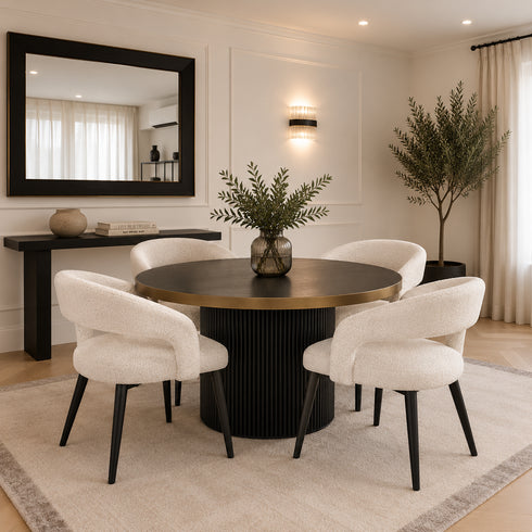 Floren Round 4-5 Seater Dining Table - Oak Black