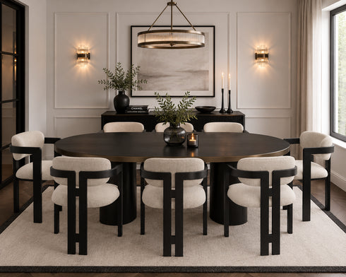 Denny Oval 6 Seater Dining Table - Oak Black