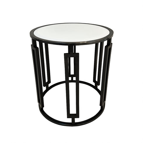 PRE-ORDER Ovada Top Side Table - Gunmetal Black & White Marble