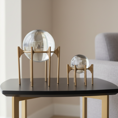 Crystal Ball Brass Decoration Set