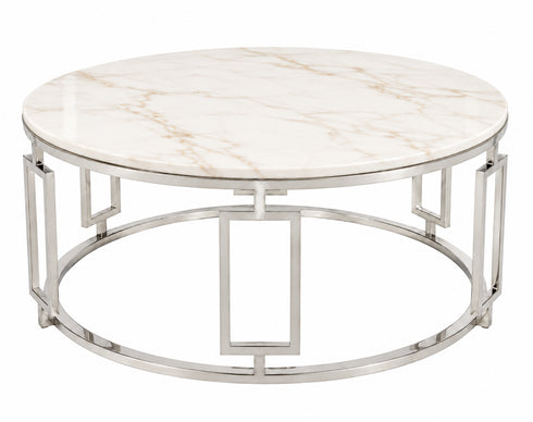 PRE-ORDER Ovada Coffee Table - Stainless Steel & White Marble