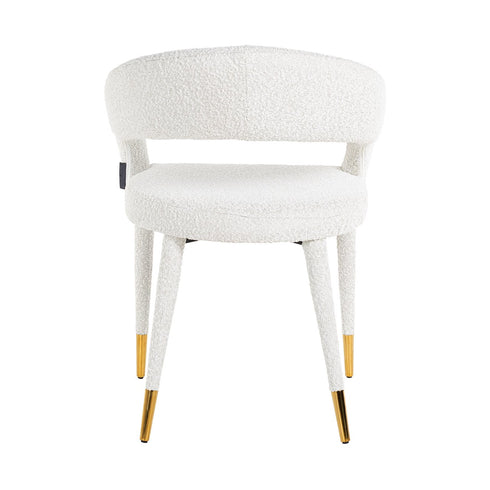 Gina White Bouclé Arm Chair