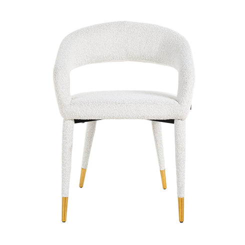 Gina White Bouclé Arm Chair