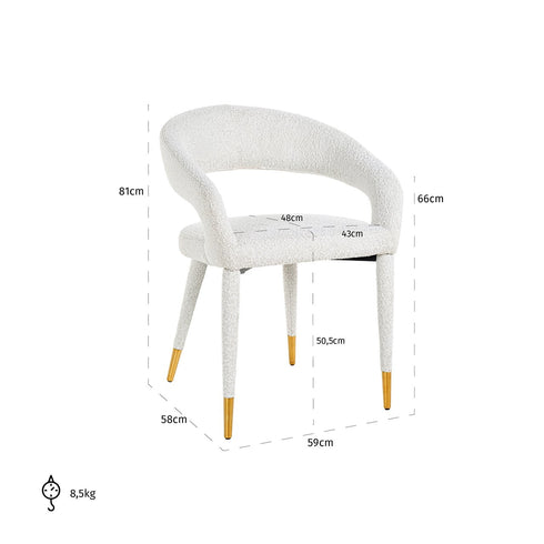 Gina White Bouclé Arm Chair