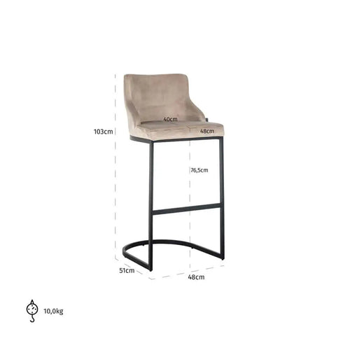 Bolton Quartz & Black Bar Stool